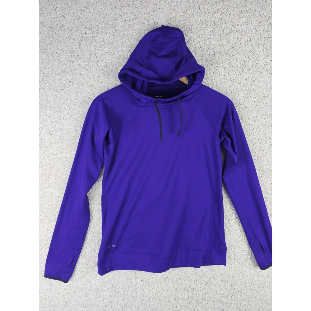 Nike Pro Dri Fit Hyperwarm Hip-Length Pullover‎ Hoodie Women's Medium Stretch